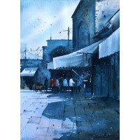 Javid Tabatabaei, 11 x 15 Inch, Watercolour on Paper, Cityscape Painting, AC-JTT-022